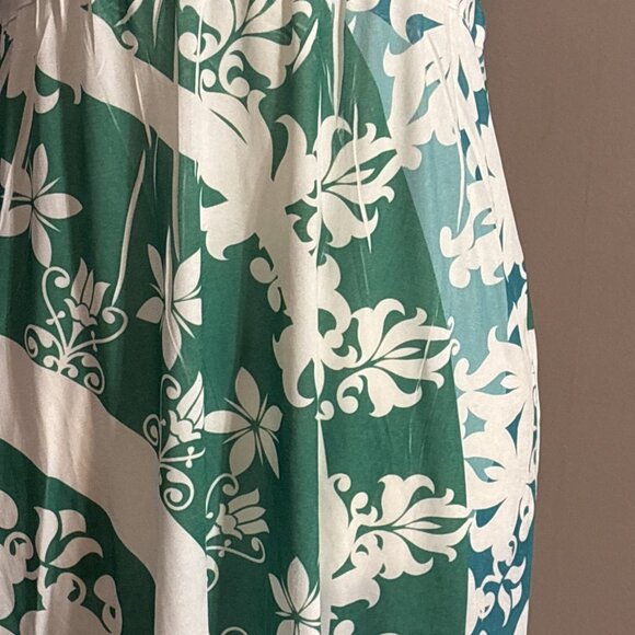 Belize Swim Cover Up Nylon Dress Green White Floral Halter Tie Sz M - Picture 3 of 11